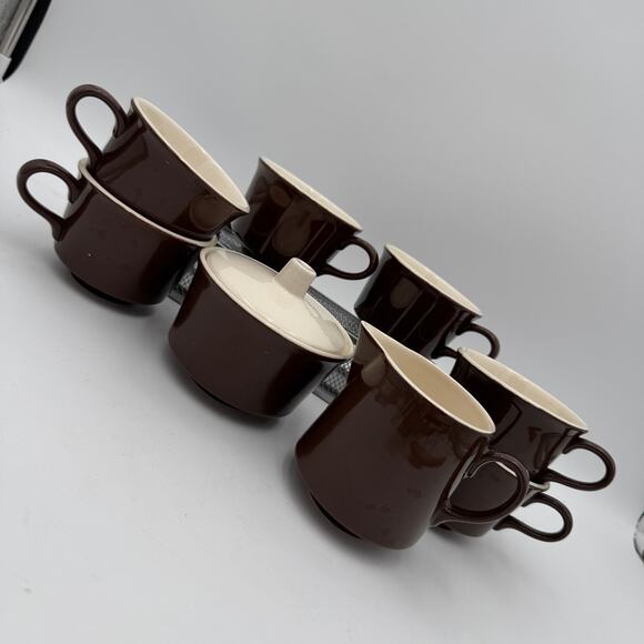 Vintage Sugar, Creamer, & 6 Mugs Coffee Cups in Casa Del Sol by Royal (USA) - Picture 3 of 8